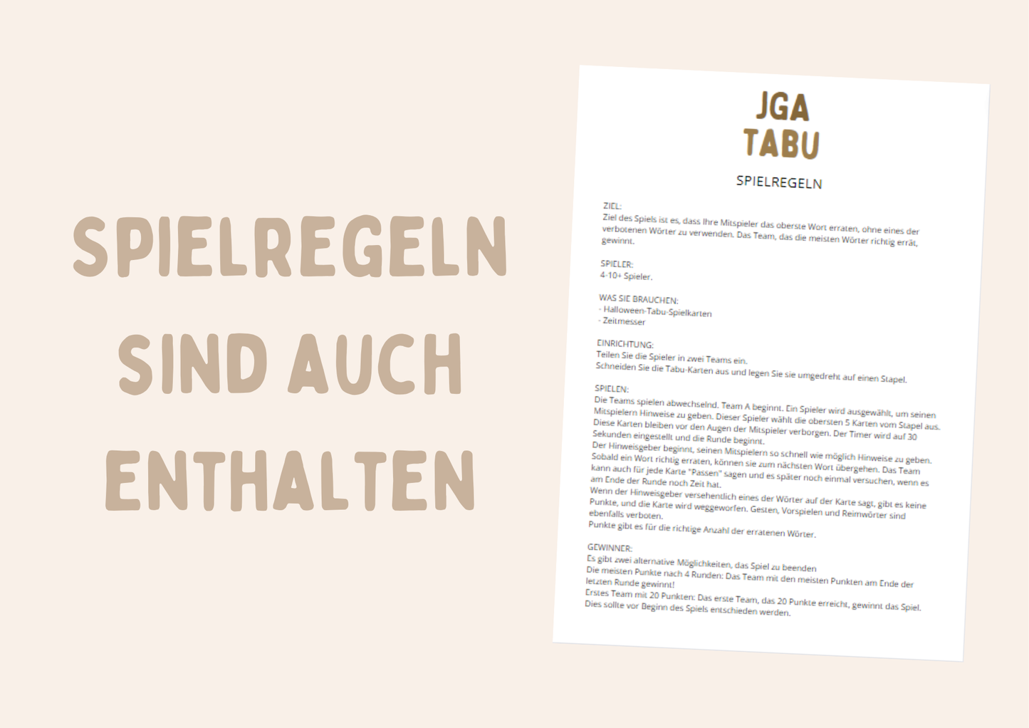 JGA Tabu Spiel für Frauen