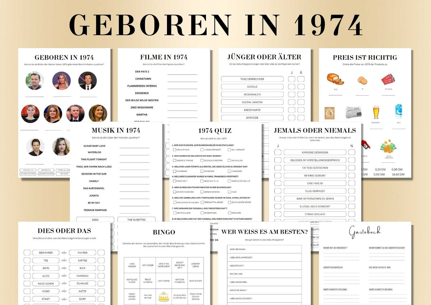 51 Geburtstagsspiel Set - Geboren in 1974