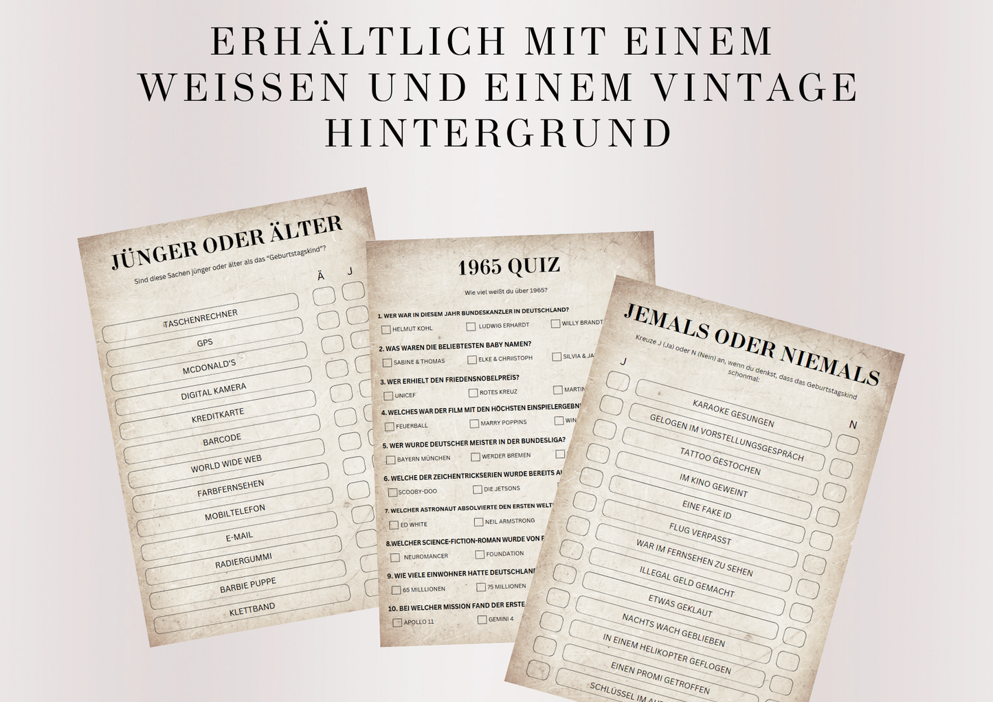 60 Geburtstagsspiel Set - Geboren in 1965