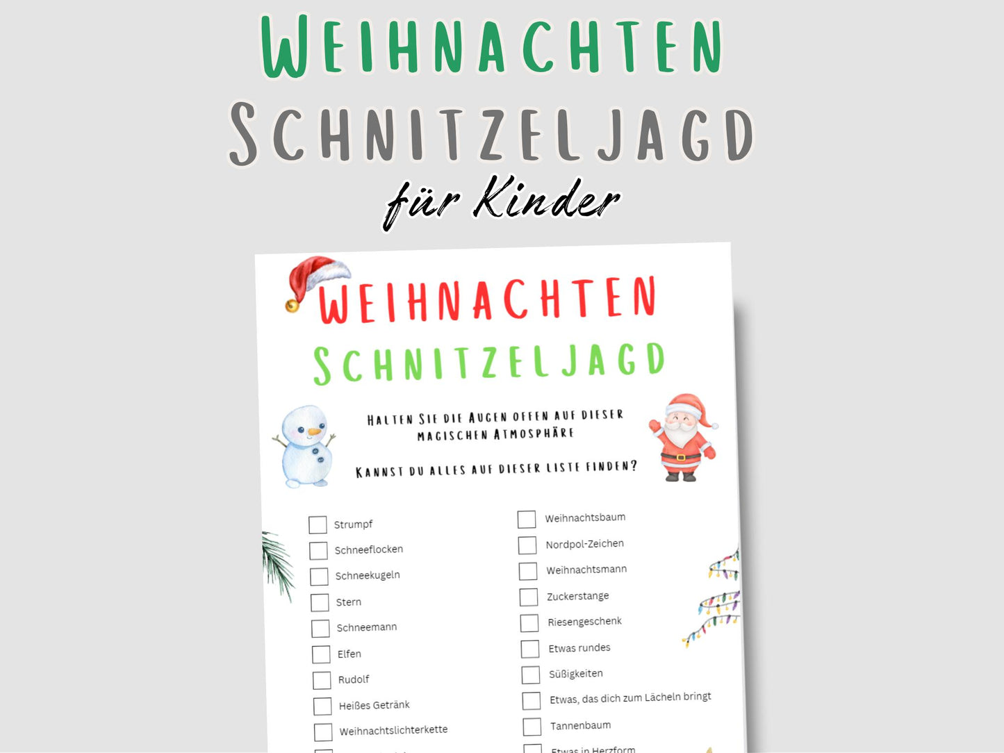 Weihnachtsspiel - Schnitzeljagd für Kinder