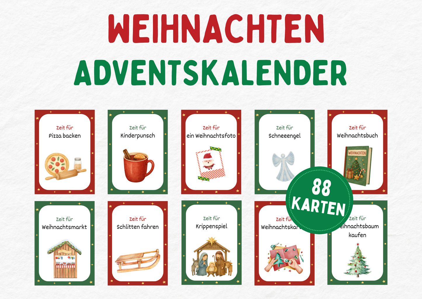 Weihnachts-Adventskalender Karten