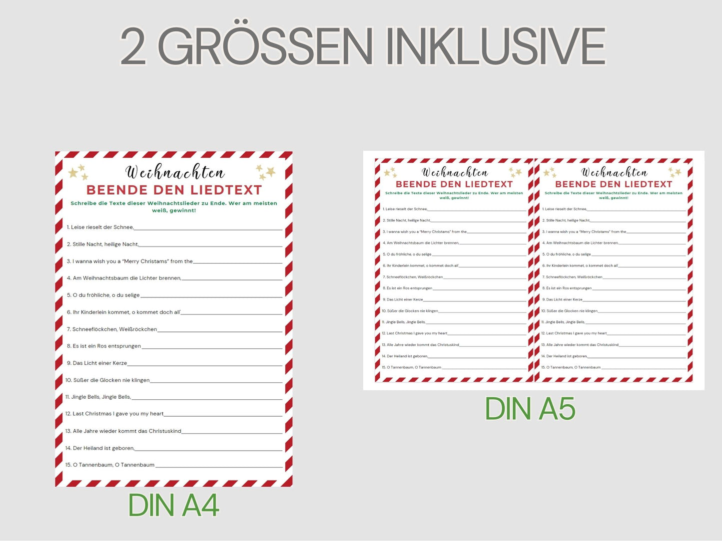 Weihnachtsspiel - Beende den Liedtext Spiel