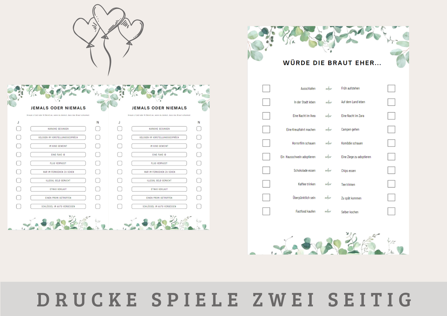 Junggesellinnenabschied Spiele für Frauen - JGA Spiele Bundle