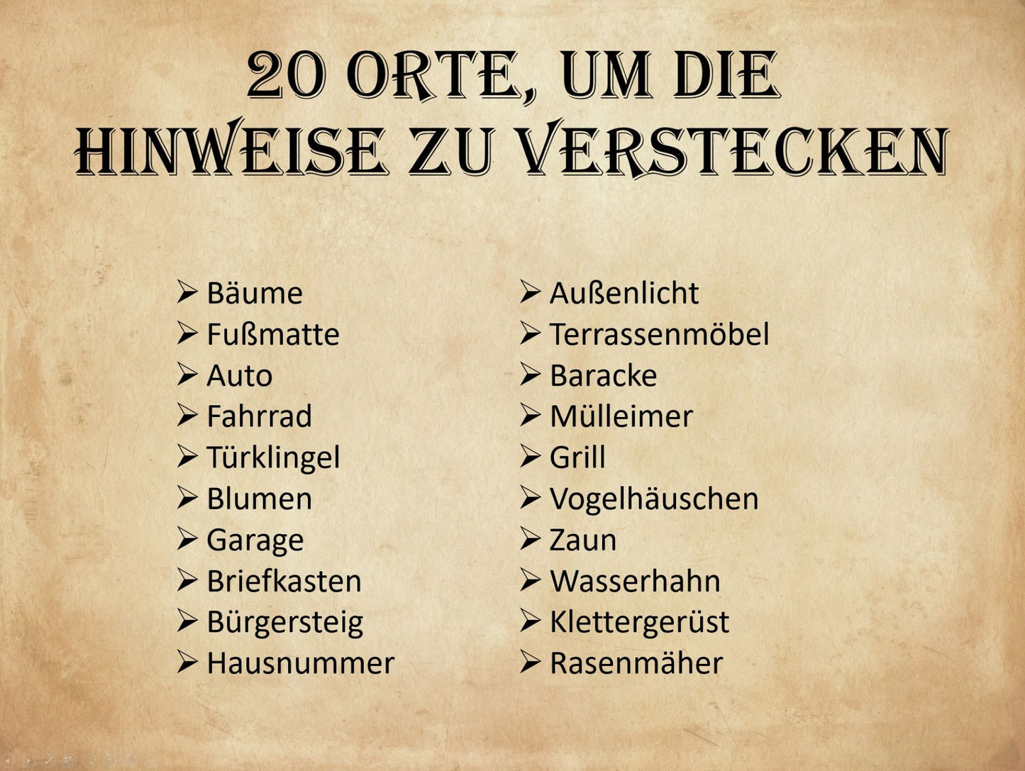 Schatzsuche für Kinder - im Freien