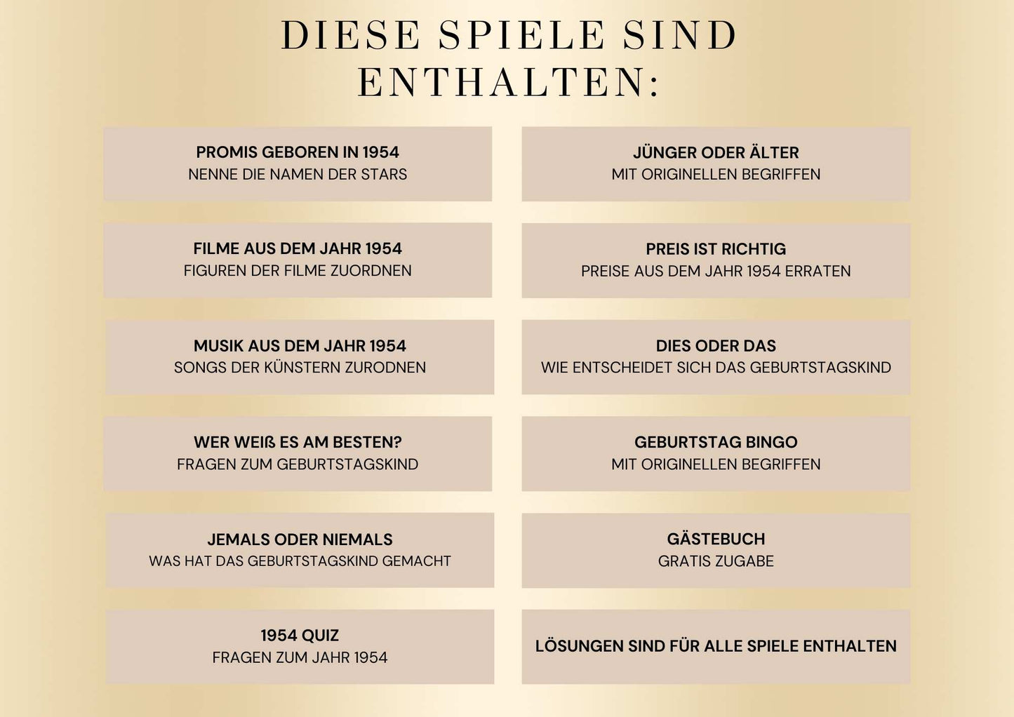 71 Geburtstagsspiel Set - Geboren in 1954