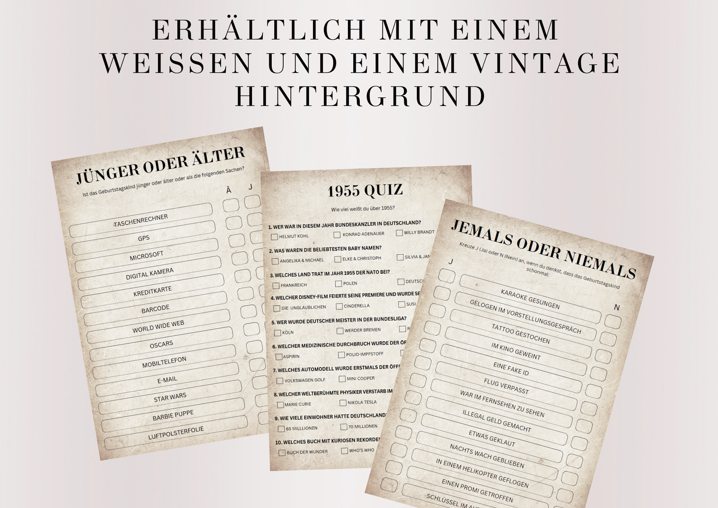 70 Geburtstagsspiel Set - Geboren in 1955