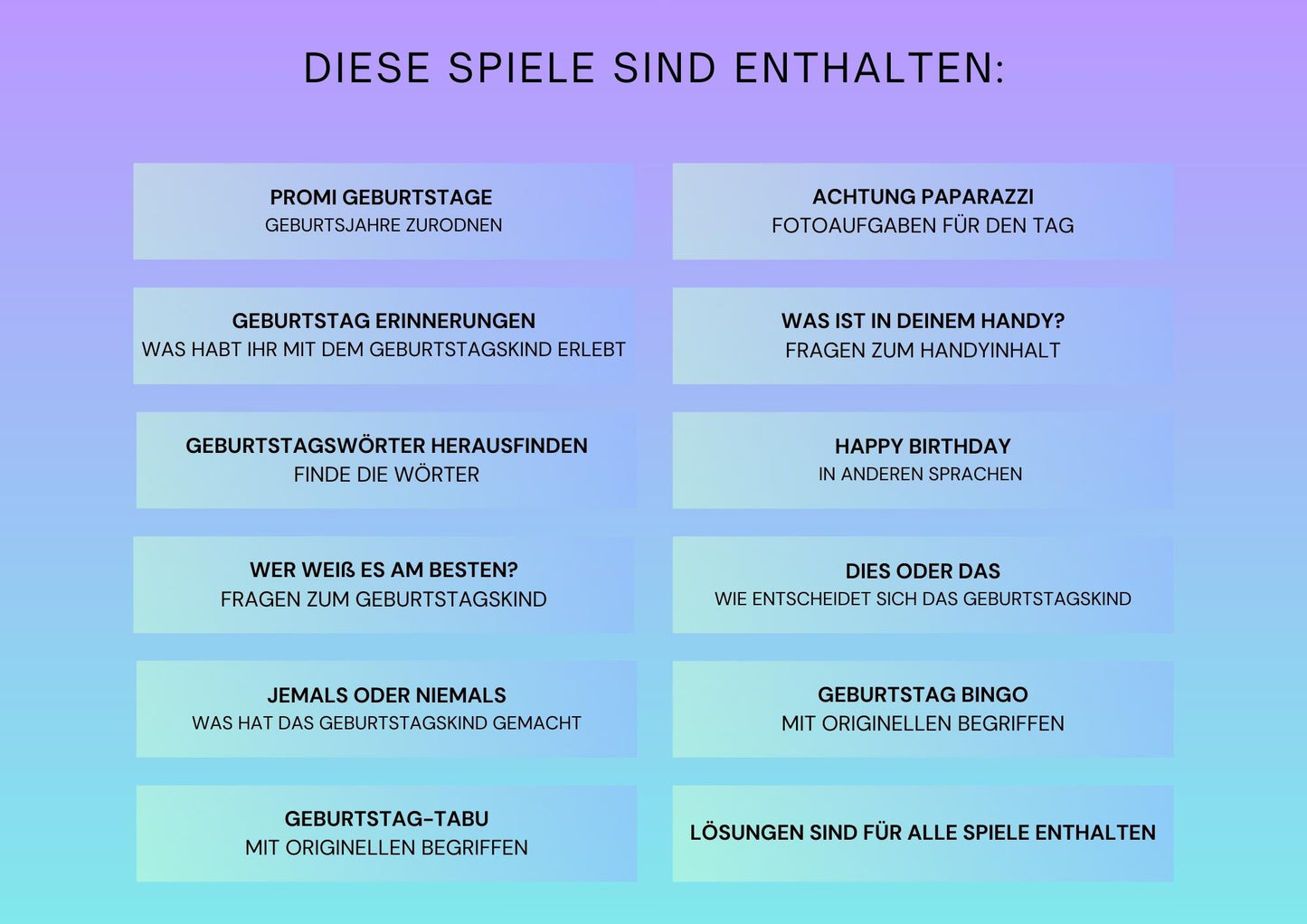 Geburtstagsspiel für Kinder und Erwachsene