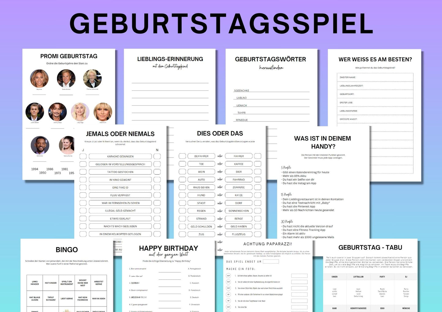 Geburtstagsspiel für Kinder und Erwachsene