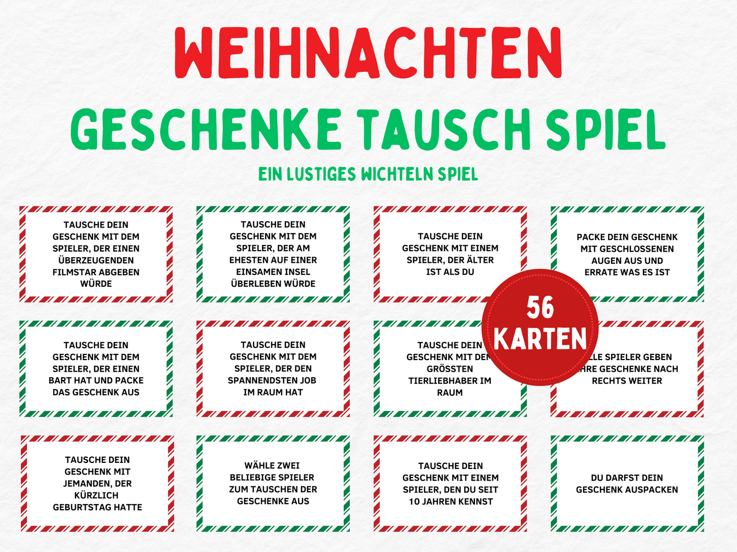 Weihnachten Tabu & Wichteln Geschenke Spiel