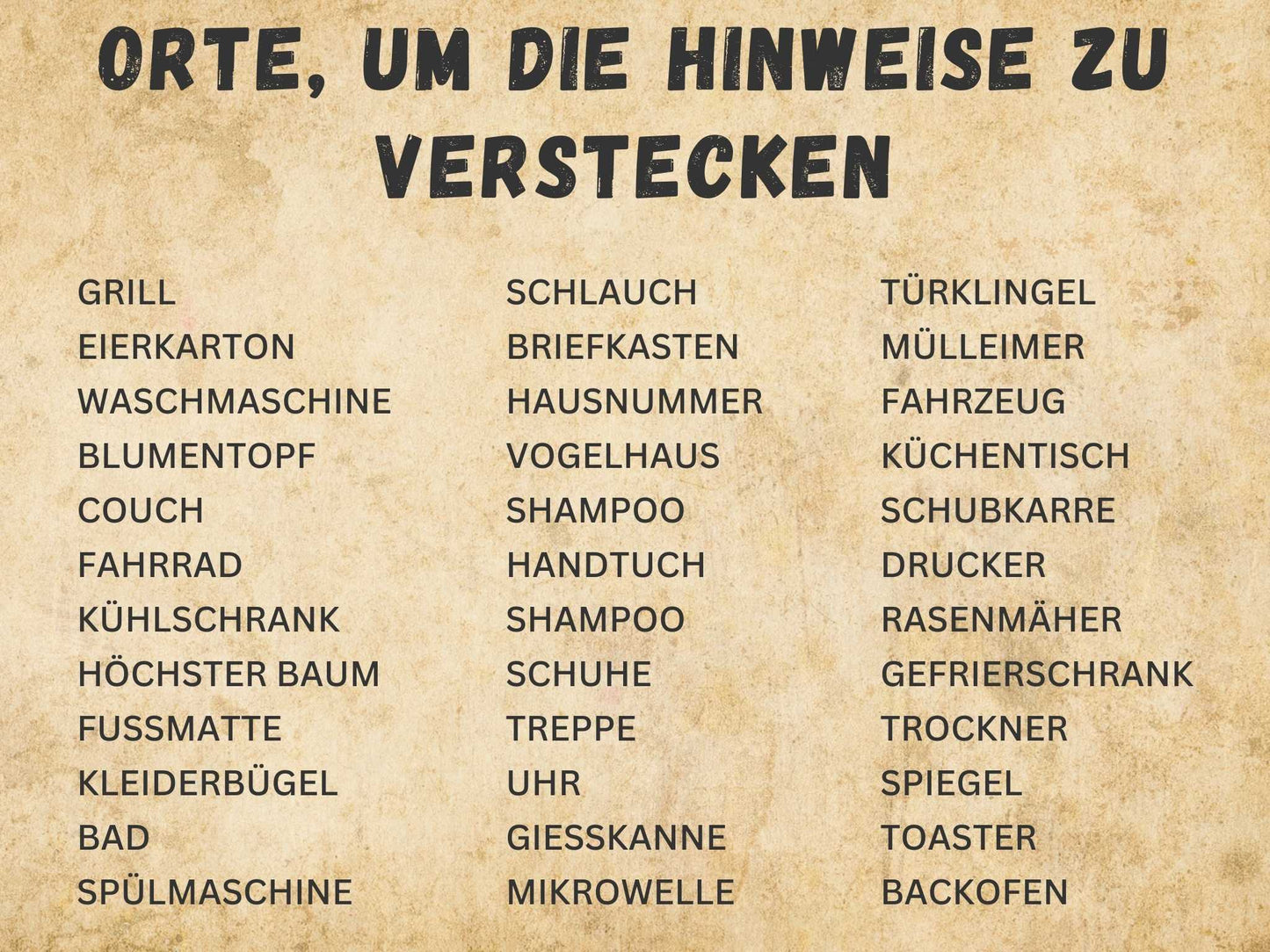 Schatzsuche für Kindergeburtstag