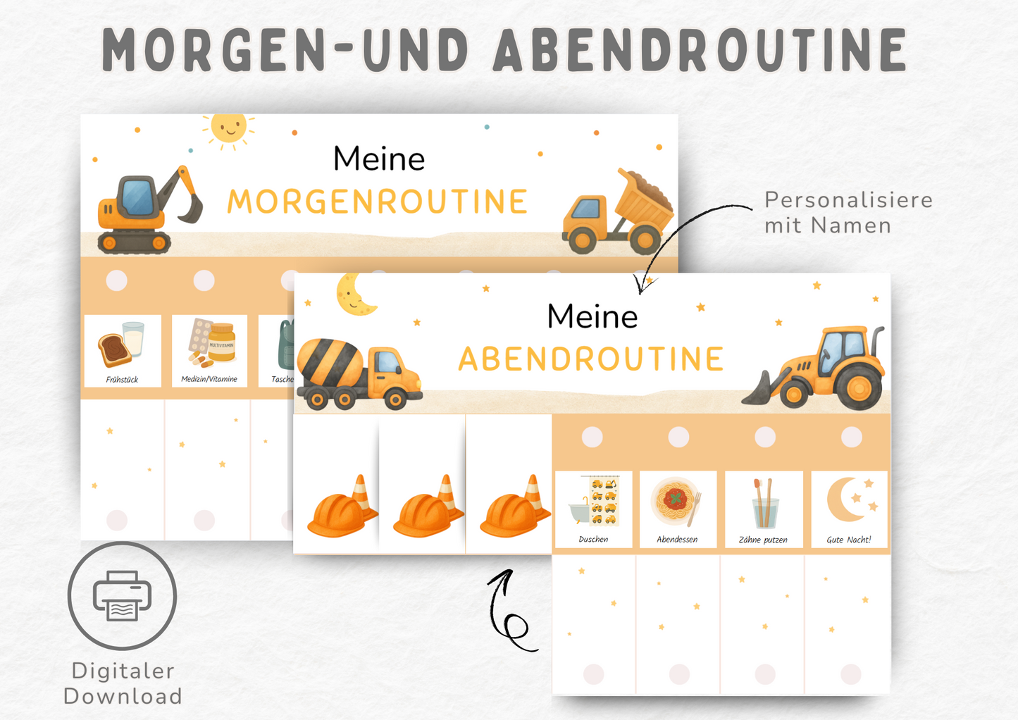Routineplaner Kinder - Baustelle