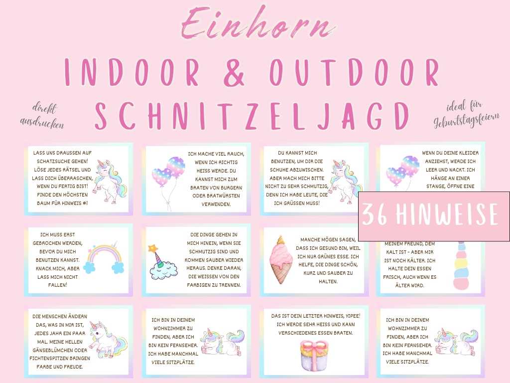 Schnitzeljagd Einhorn für Mädchen Kindergeburtstag