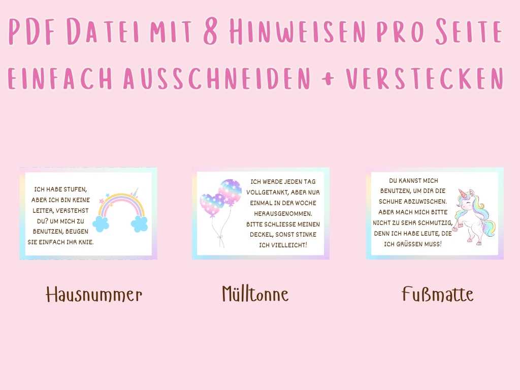 Schnitzeljagd Einhorn für Mädchen Kindergeburtstag