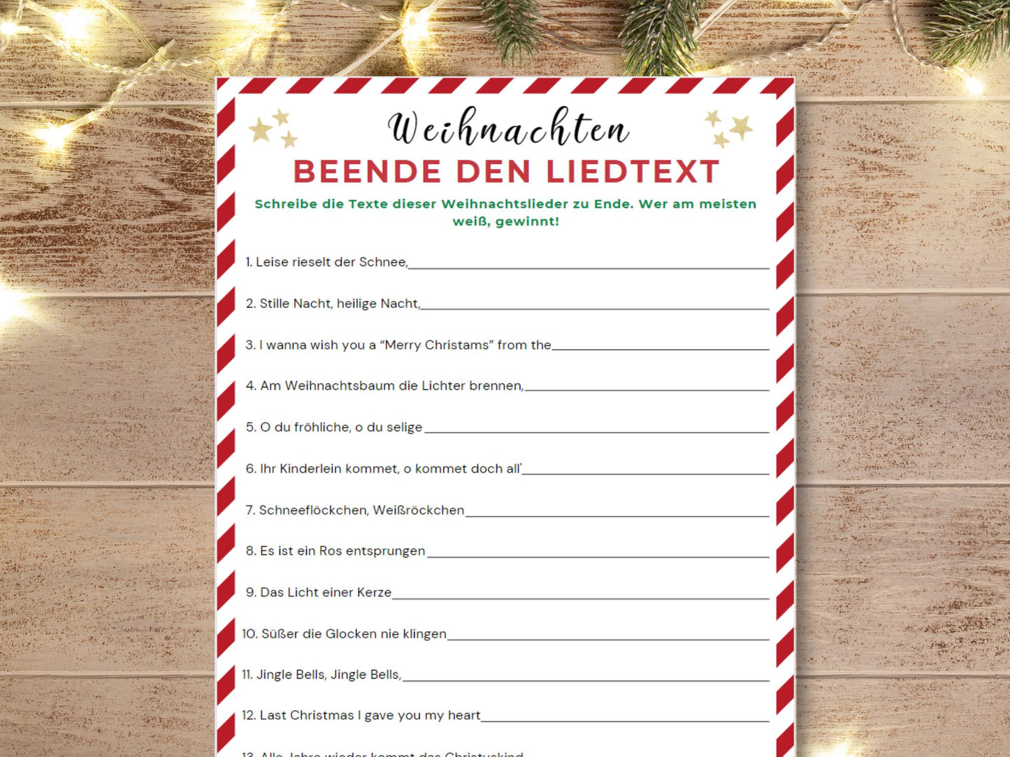 Weihnachtsspiel - Beende den Liedtext Spiel
