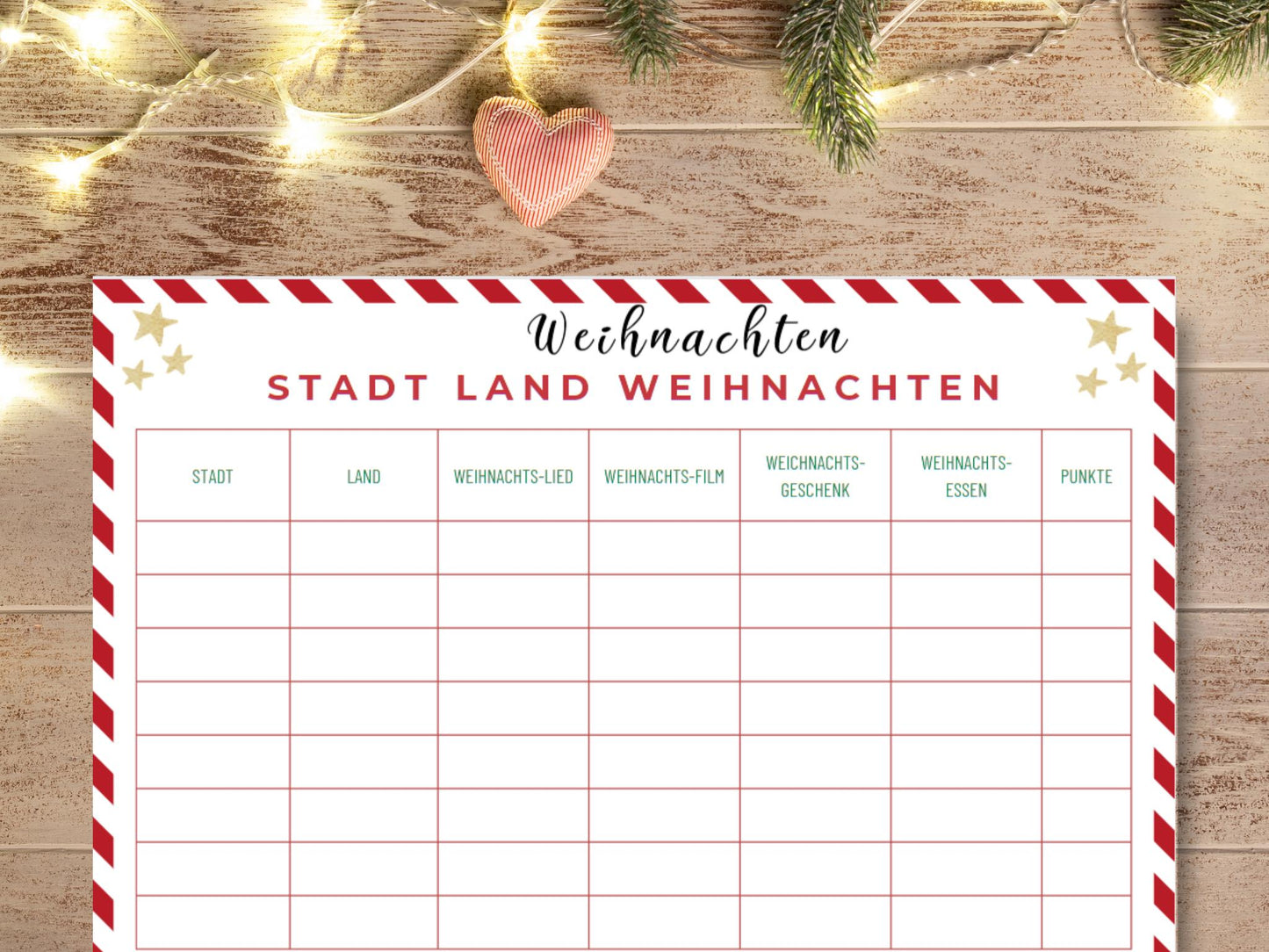 Weihnachtsspiel - Stadt Land Fluss Spiel