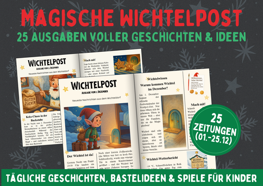 Weihnachtswichtel Wichtelpost – 25 Zeitungen