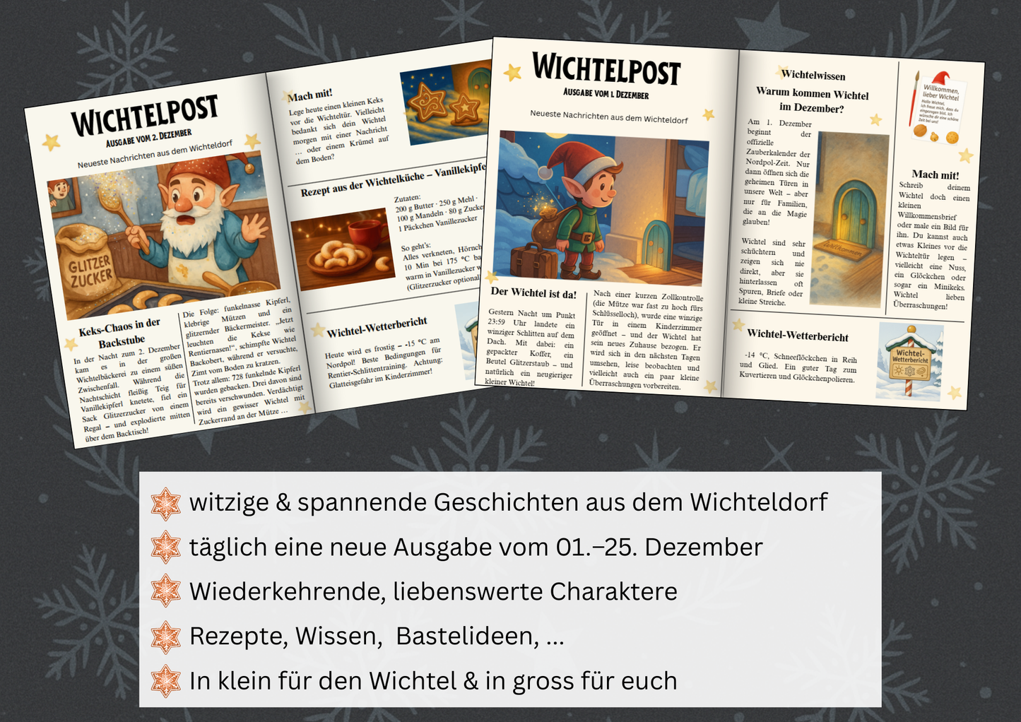 Weihnachtswichtel Wichtelpost – 25 Zeitungen