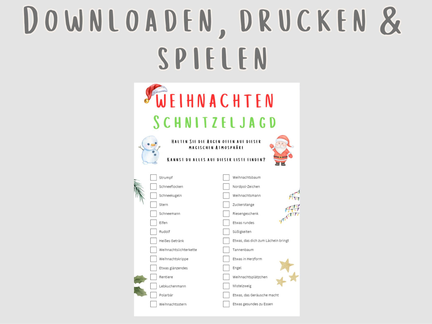 Weihnachtsspiel - Schnitzeljagd für Kinder