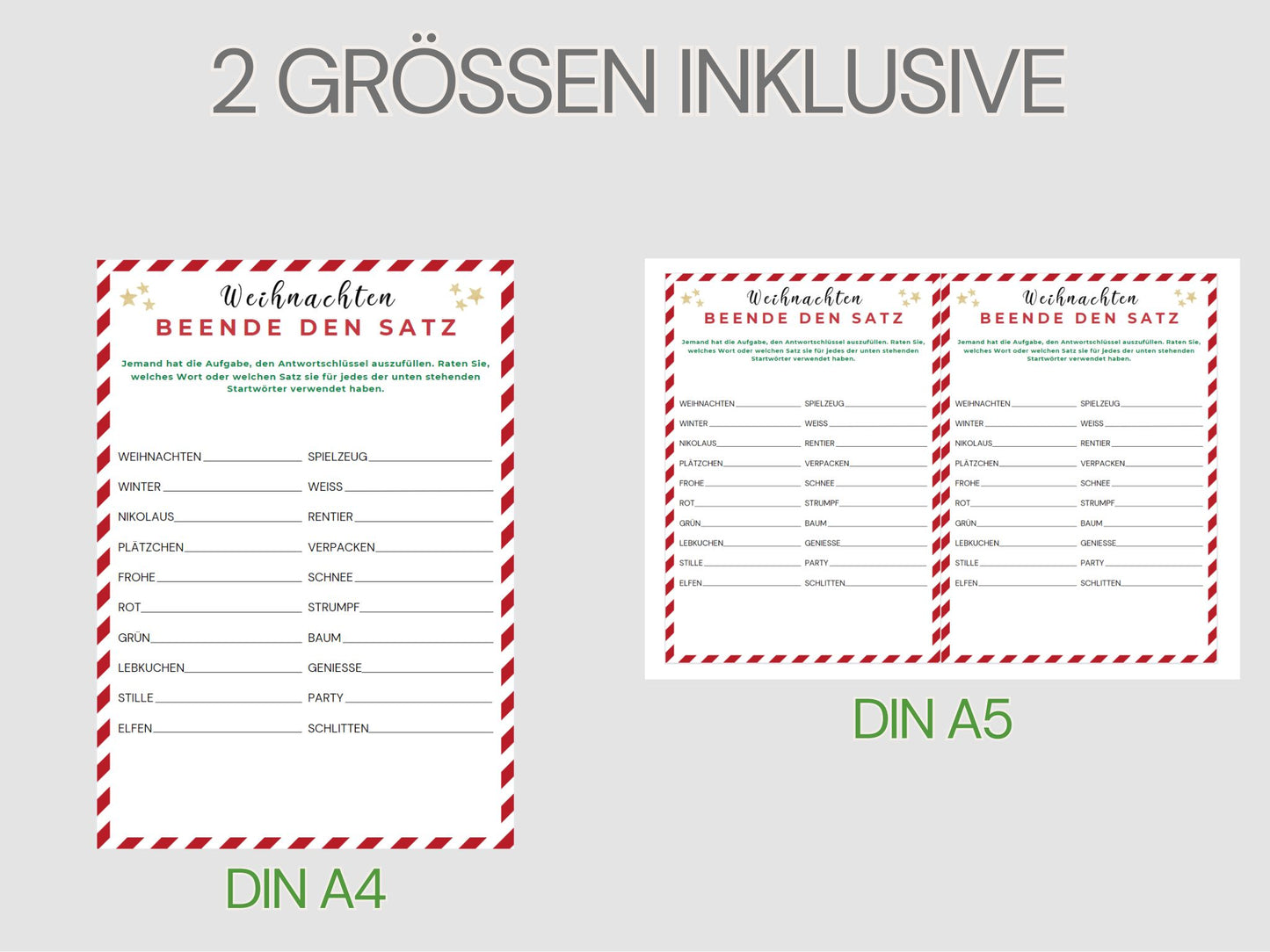 Weihnachtsspiel - Beende den Satz Spiel