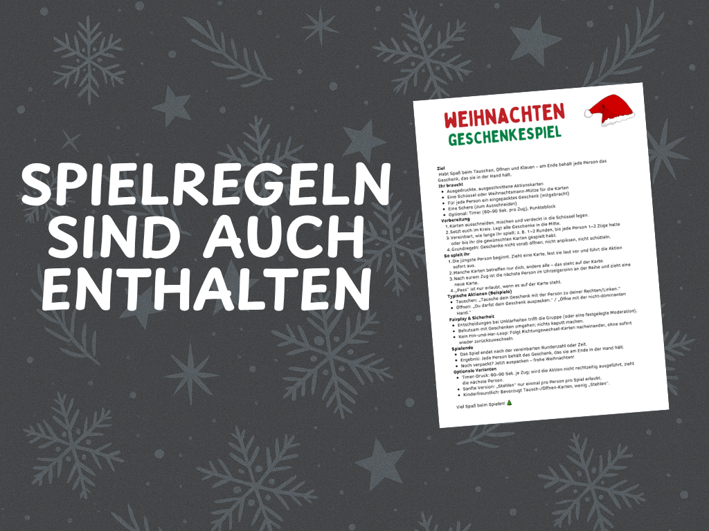 Weihnachtsspiel - Geschenke Wichteln Spiel