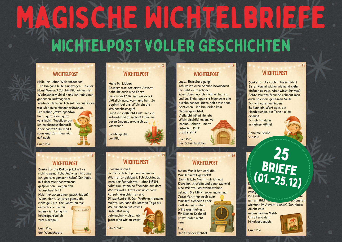 Weihnachtswichtel-Briefe – 25 Briefe