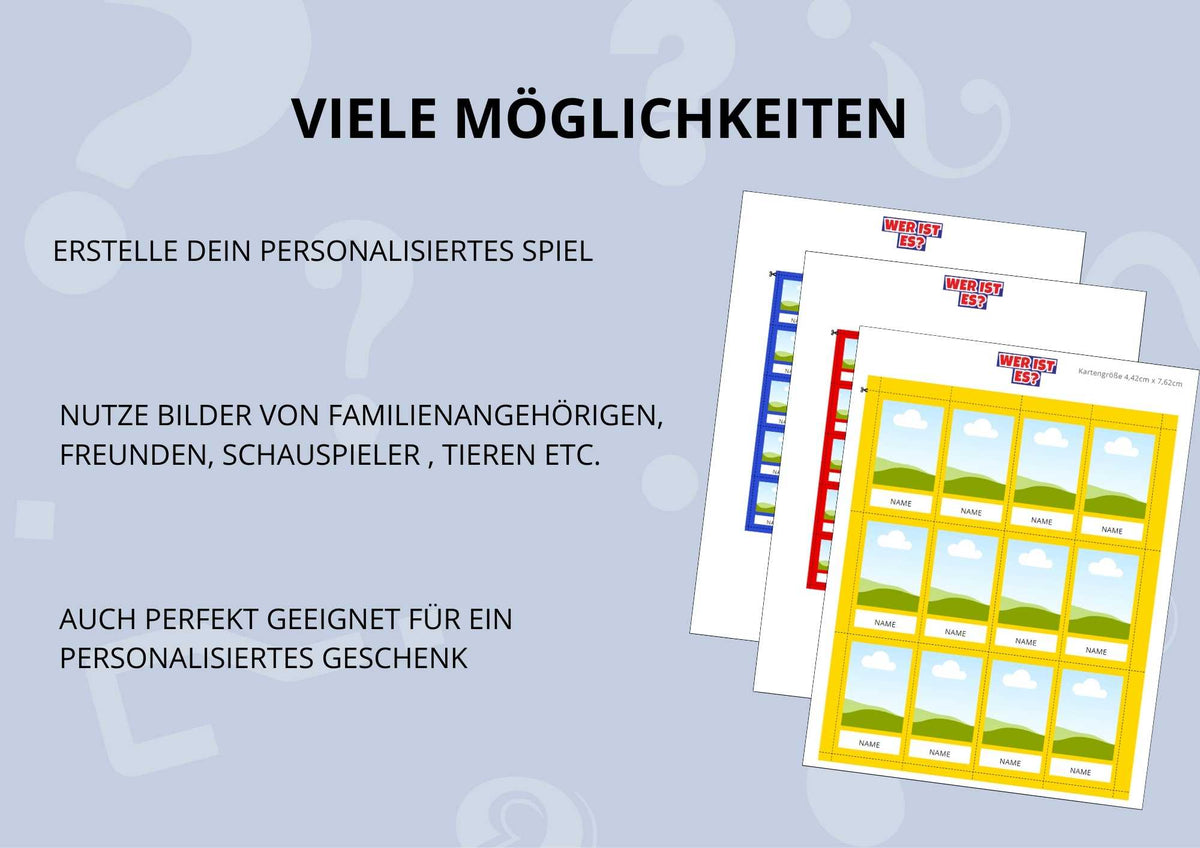 Wer ist es? Karten - Personalisierbare Vorlage – Tempme