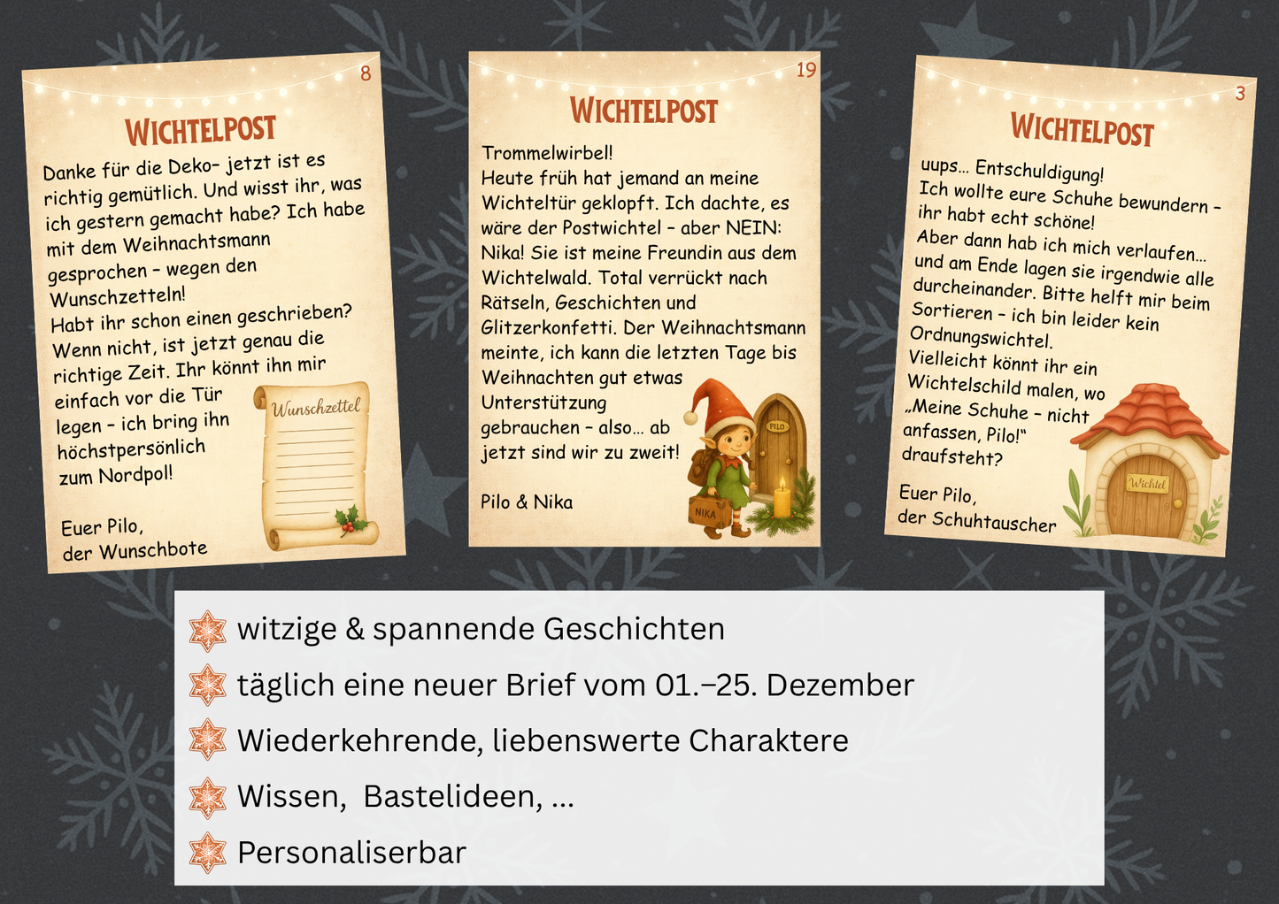 Weihnachtswichtel-Briefe – 25 Briefe
