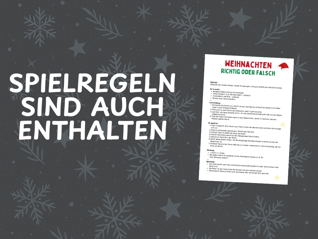 Weihnachtsspiel  - Wahr oder Falsch Quiz