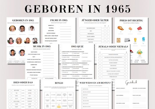 60 Geburtstagsspiel Set - Geboren in 1965