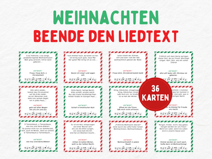 Weihnachtsspiel  - Liedtext Spielkarten