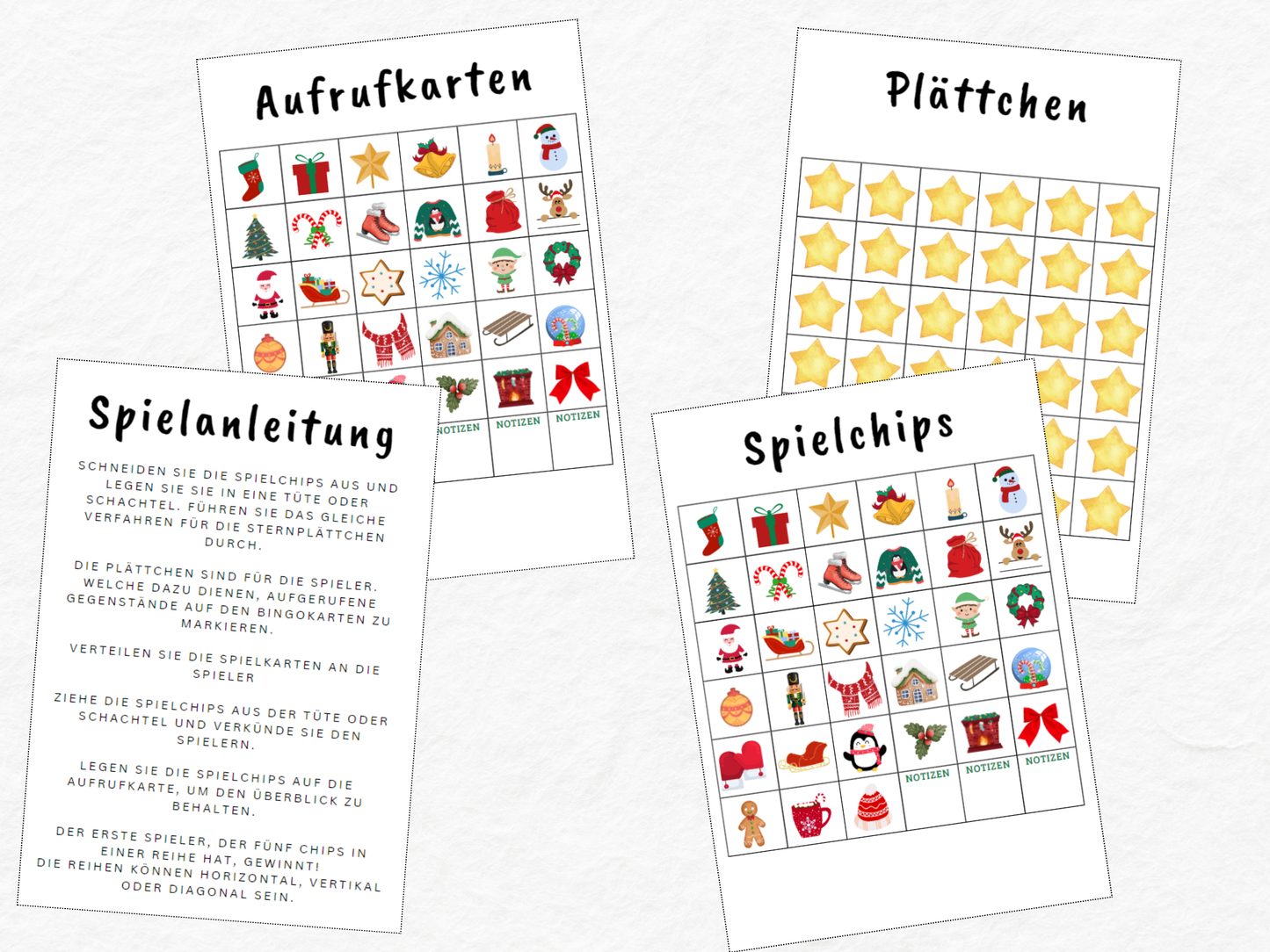 Weihnachtsspiel  Bingo Spiel