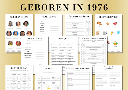 50 Geburtstagsspiel Set - Geboren in 1976