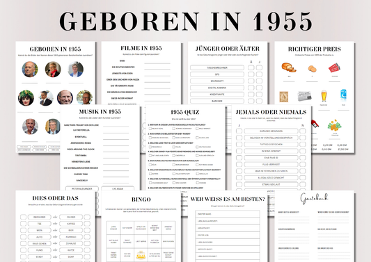 70 Geburtstagsspiel Set - Geboren in 1955
