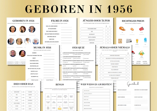 70 Geburtstagsspiel Set - Geboren in 1956