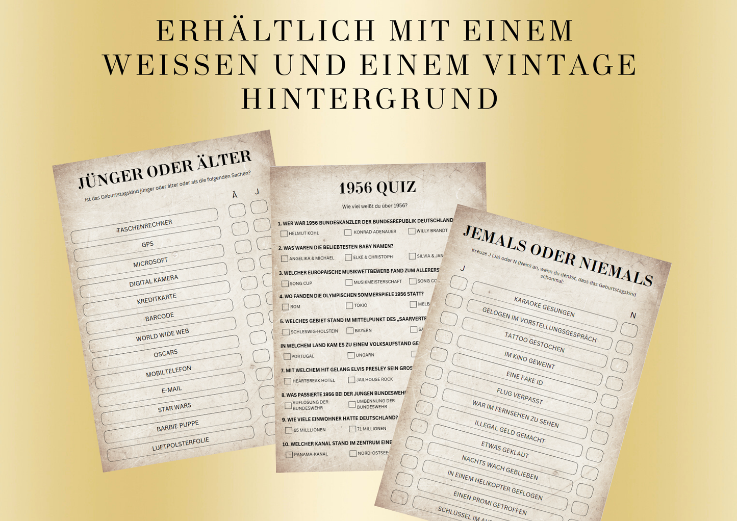 70 Geburtstagsspiel Set - Geboren in 1956