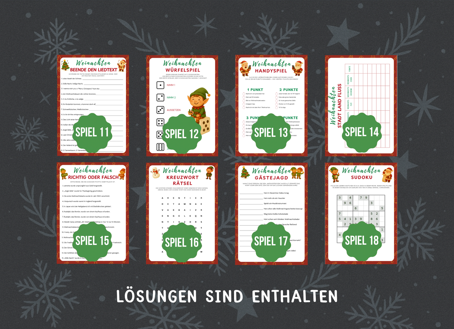 Weihnachten Spiele-Set - 25 Spiele