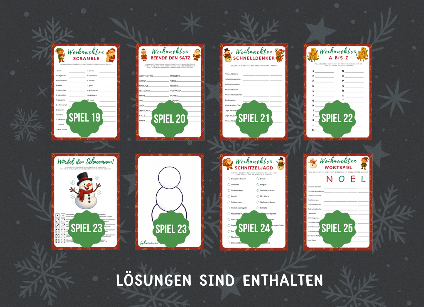 Weihnachten Spiele-Set - 25 Spiele