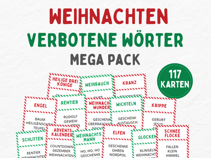 Weihnachtsspiel - Tabu Spiel - Mega Pack