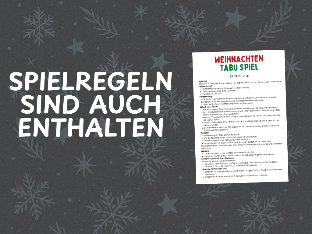 Weihnachtsspiel - Tabu Spiel