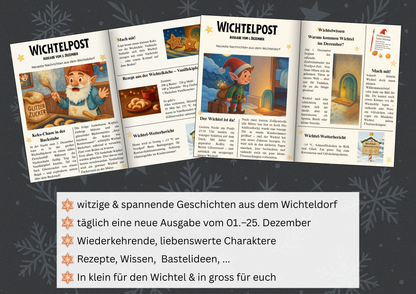 Weihnachtswichtel Wichtelpost – 25 Zeitungen