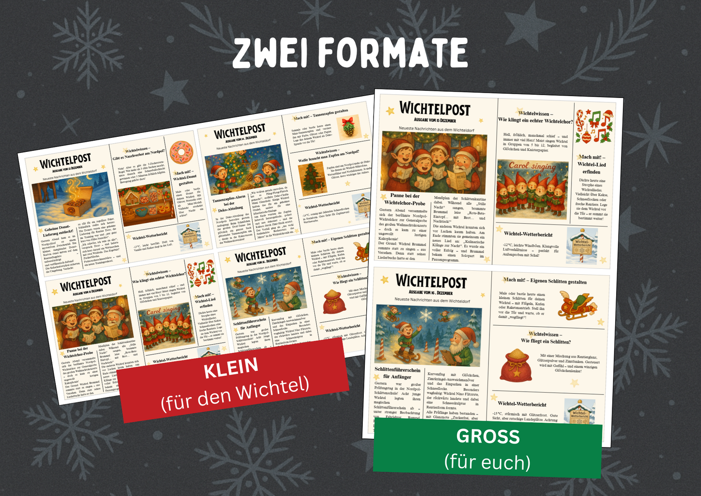 Weihnachtswichtel Wichtelpost – 25 Zeitungen