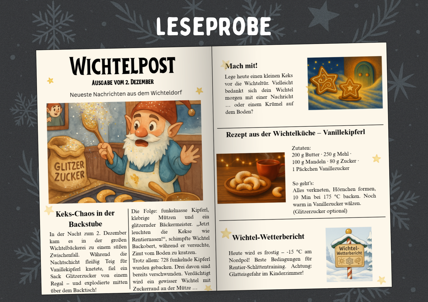 Weihnachtswichtel Wichtelpost – 25 Zeitungen