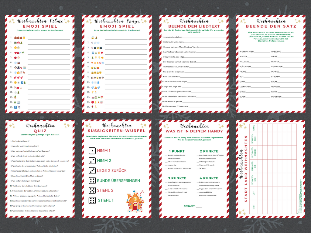 Weihnachten Spiele-Set - 8 Spiele