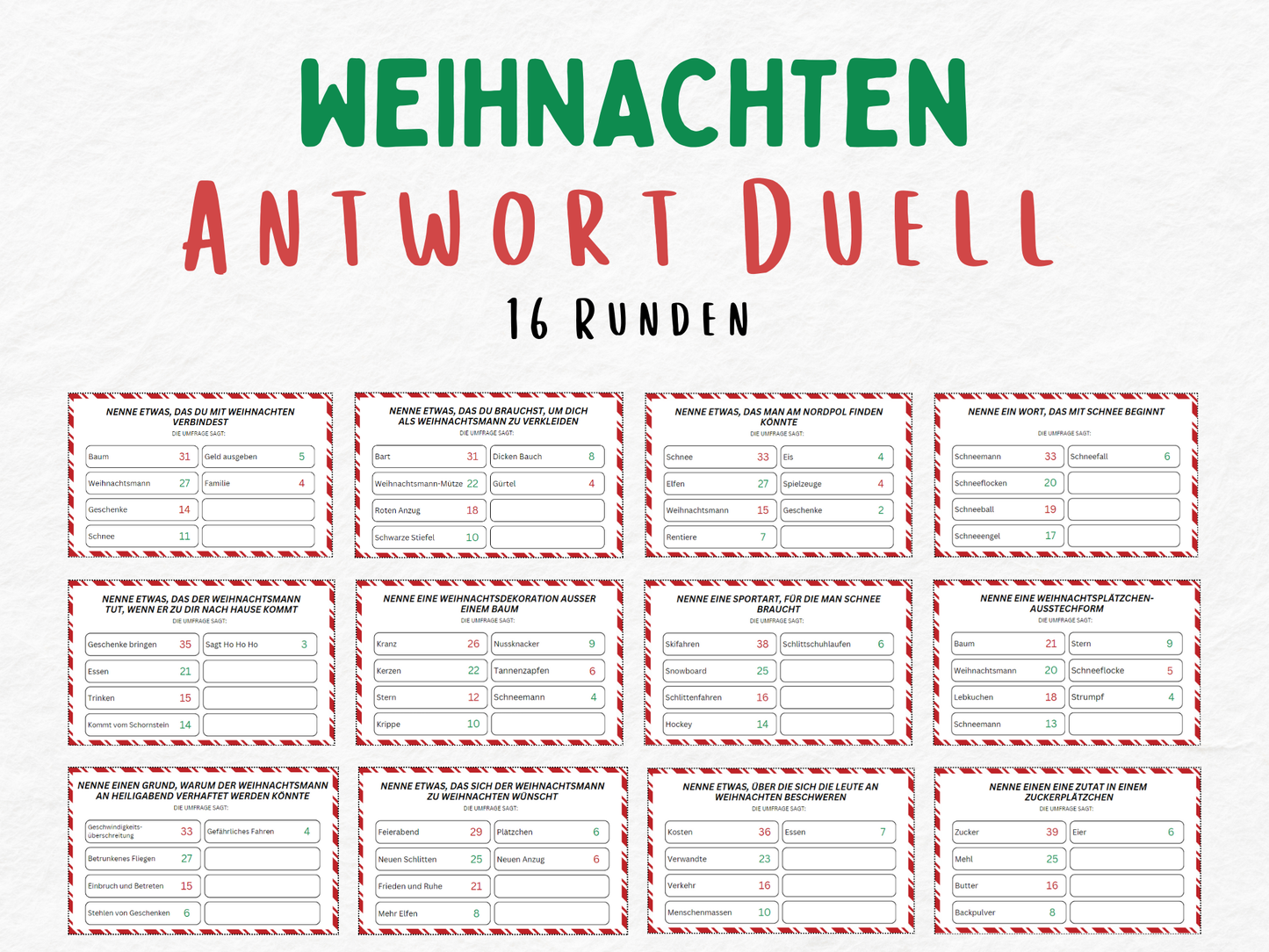 Weihnachtsspiel - Quiz Spiel