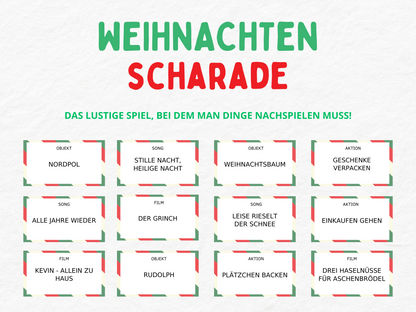 Weihnachtsspiel - Scharade Spiel