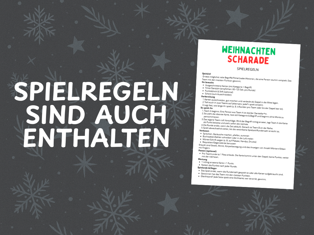 Weihnachtsspiel - Scharade Spiel